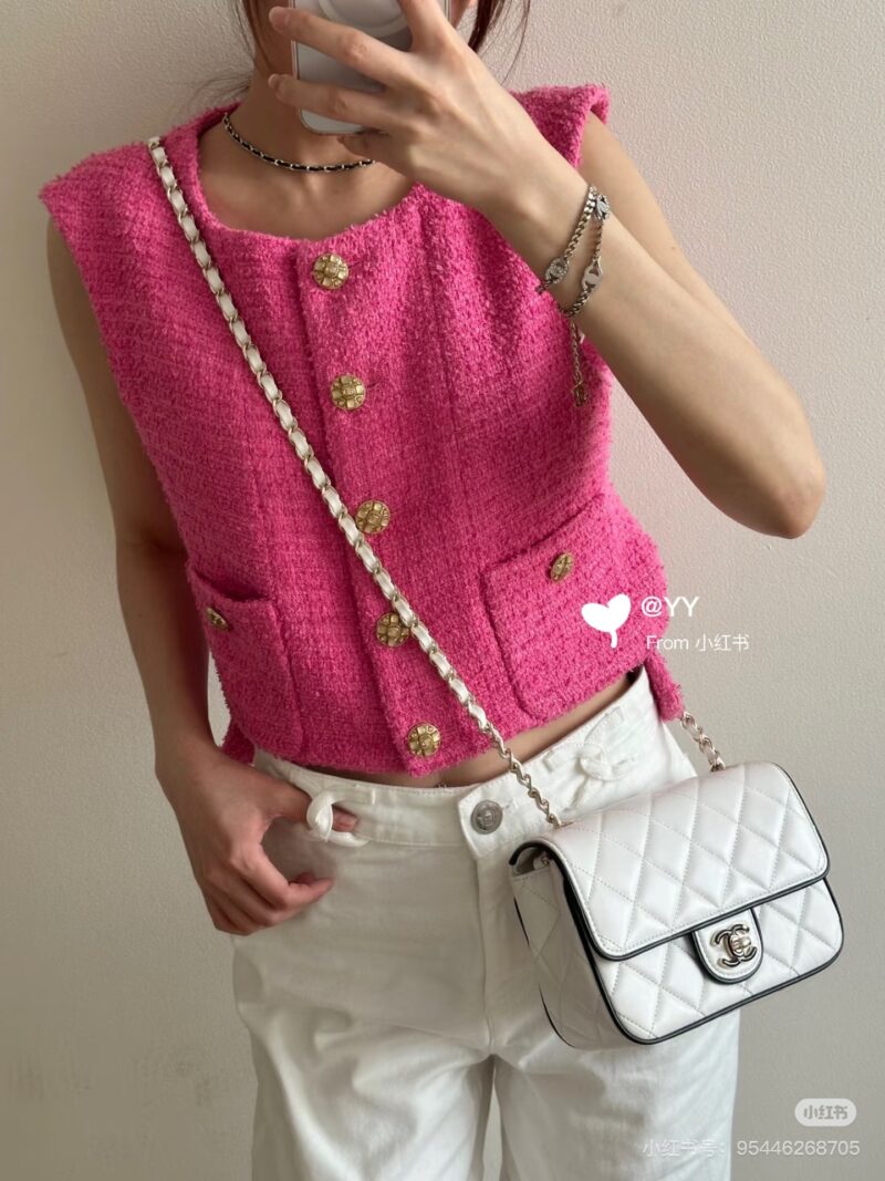 Chanel, white panda color, white square fat man