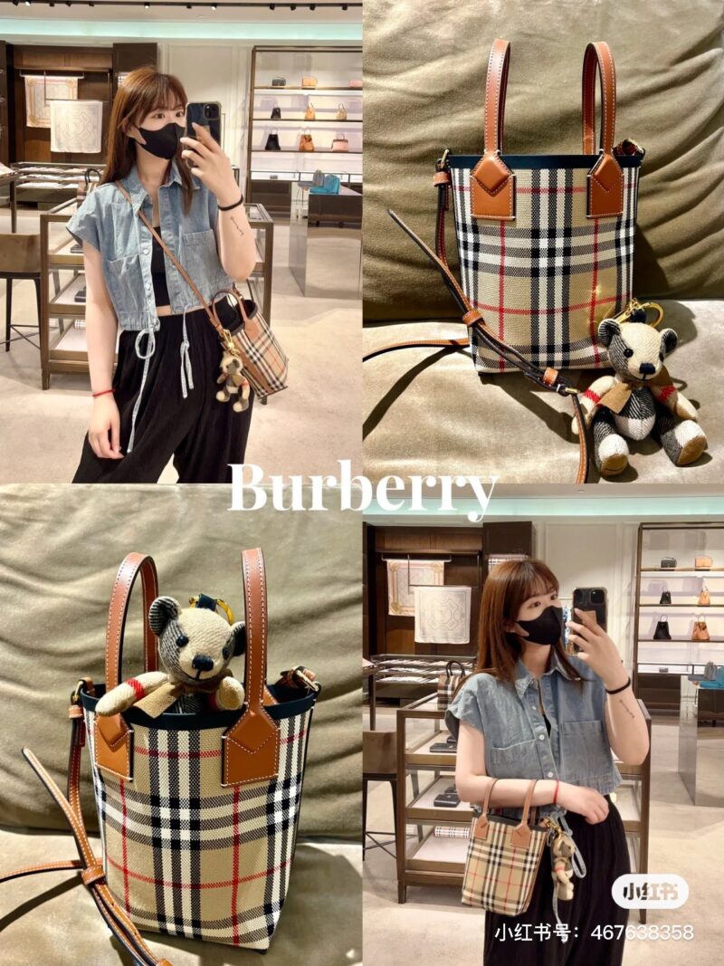 135e29a438.jpg Burberry small bucket vegetable basket classic grid pattern never goes out of style