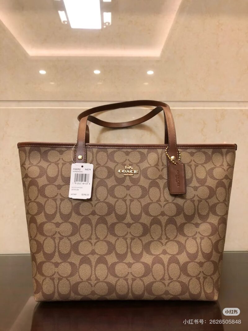 Coach shopping bag zipper shopping bag