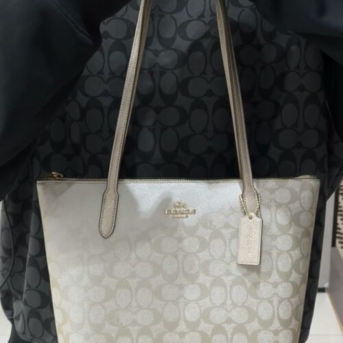 Coach pearl colored shopping bag