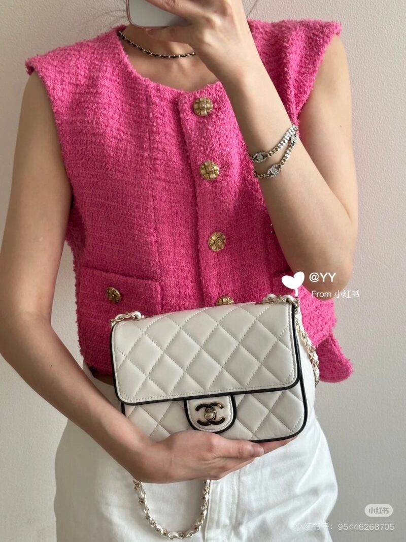 Chanel, white panda color, white square fat man