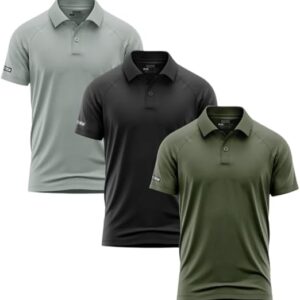 Essentials Polo 3 Pack Men’s Moisture Wicking Spandex Polyester Itch-Free Collar Reinforced