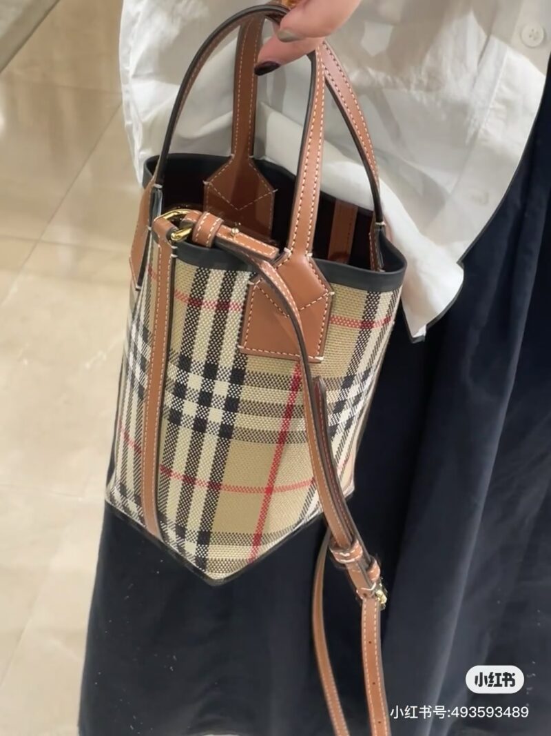 8a81f10d48.jpg Burberry small bucket vegetable basket classic grid pattern never goes out of style