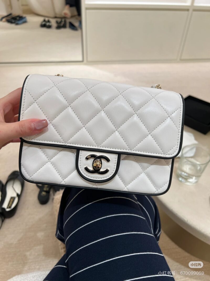Chanel, white panda color, white square fat man