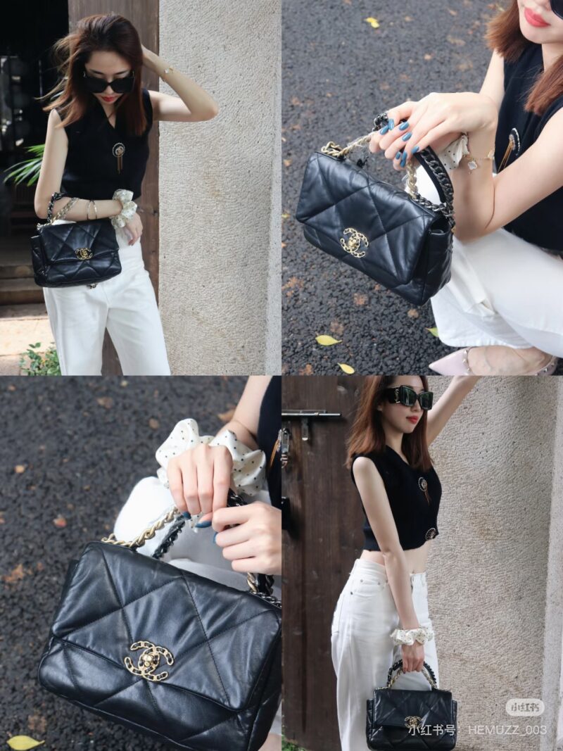 ab7c177c10.jpg Chanel Chanel 19bag, looks good? I really don't understand why Chanel 19bag has been enduring for so long!
As the top selling brand, 19bag is a very practical bag that can be selected in size according to one's own needs
Small size: 26cm X 16cm X 9cm...