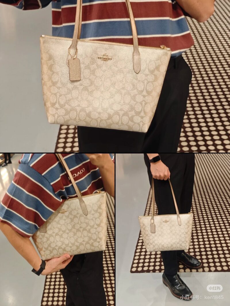 Coach pearl colored shopping bag